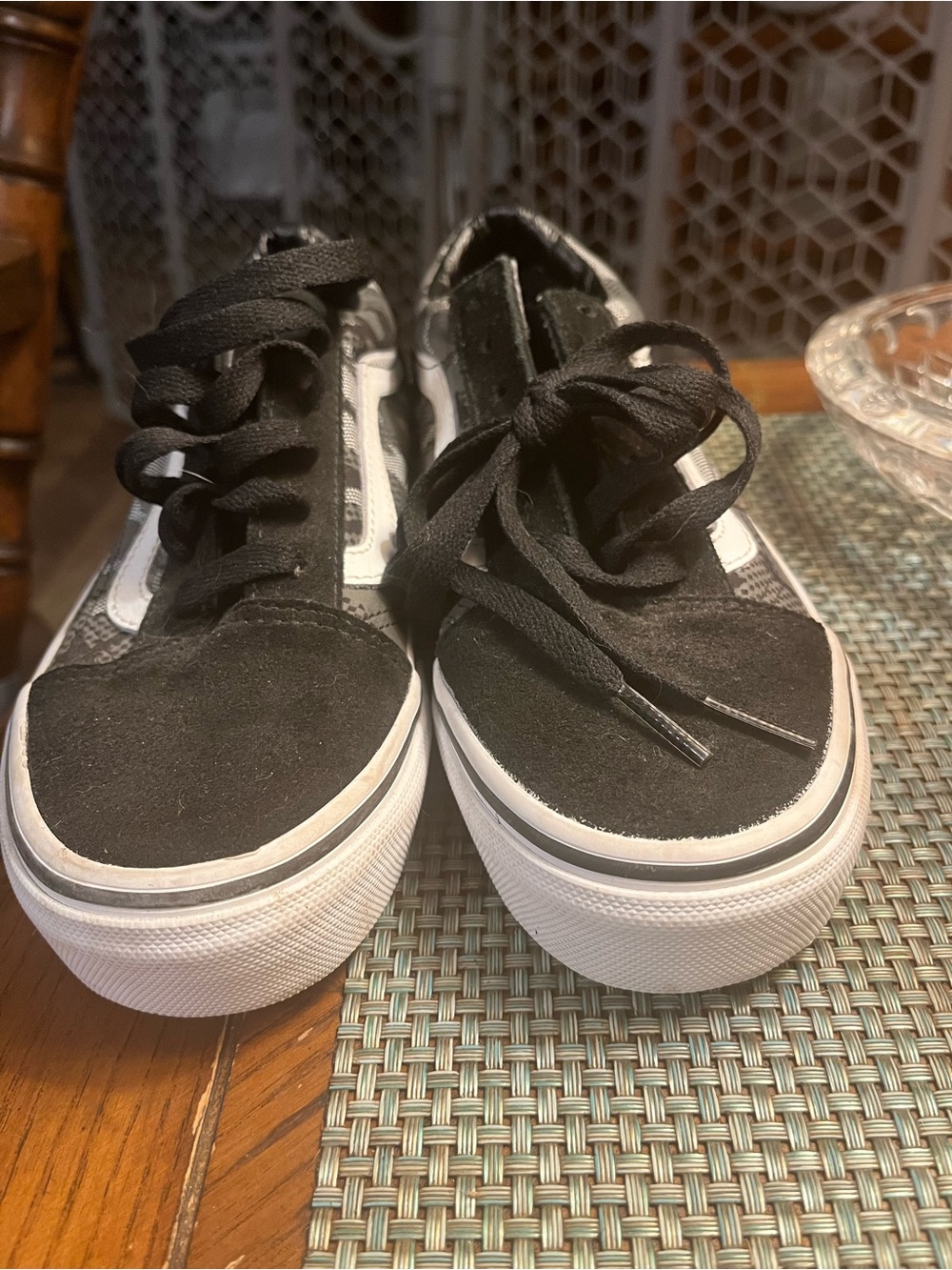 Vans Kids Black and White Low-Top Skate Sneakers